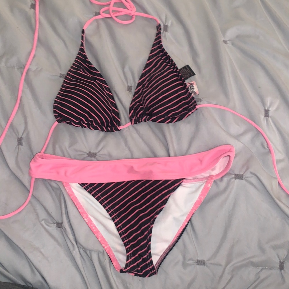 SoCal Pink & Black Striped Bikini